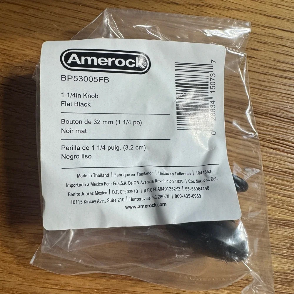 Amerock BP53005FB 1-1/4in Mushroom Cabinet Knob Flat Black Hardware 10 Pack